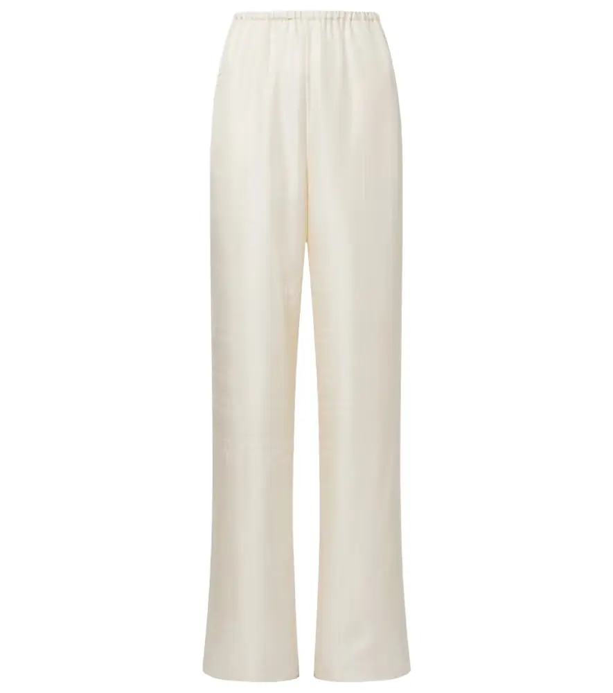 Toteme Embroidered silk satin pajama pants