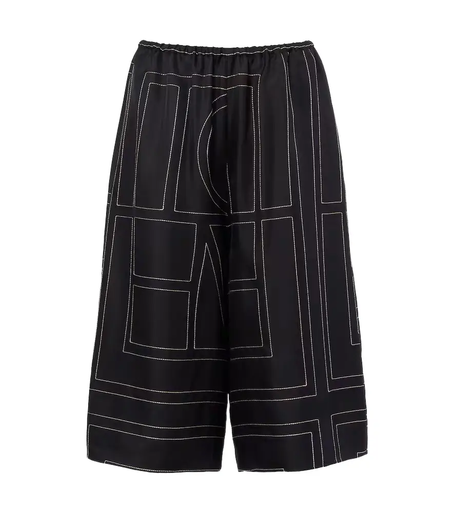 Embroidered silk Bermuda shorts