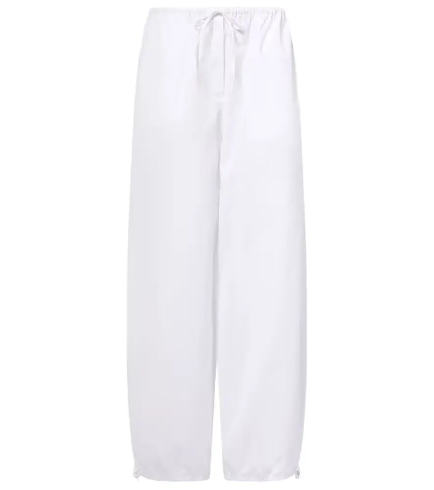 Cotton poplin wide-leg pants