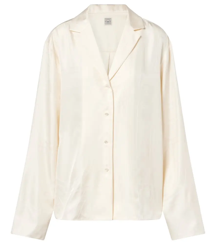 Toteme Monogram silk satin pajama shirt