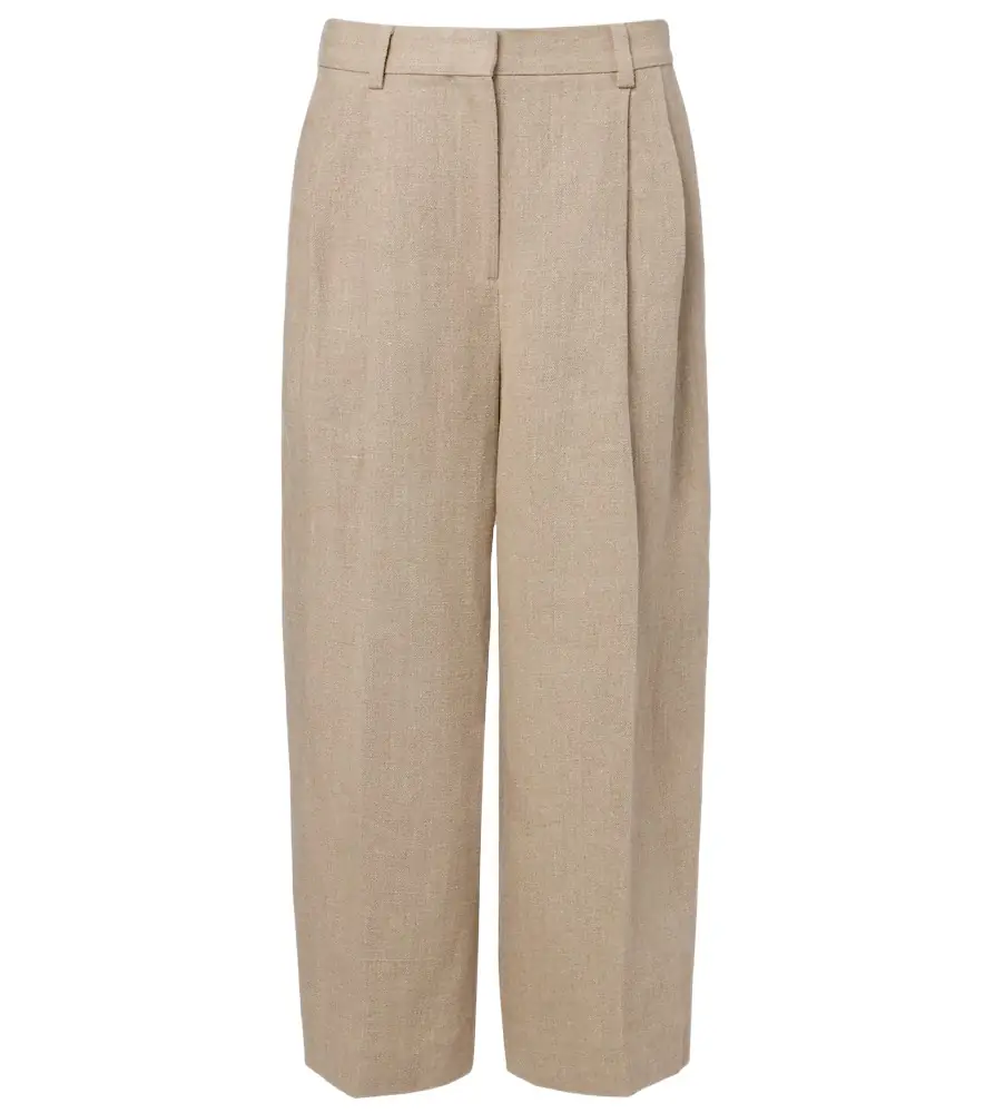Toteme Cropped linen wide-leg pants