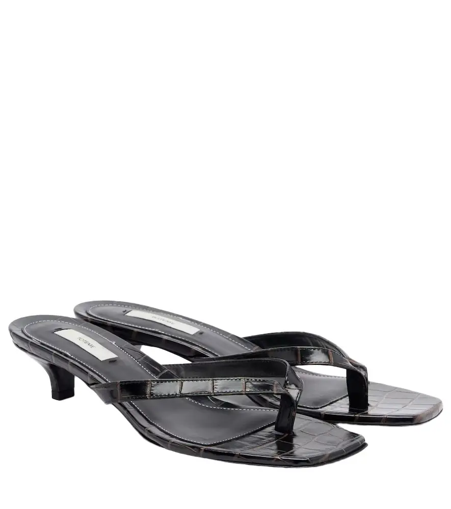 Toteme Croc-effect leather thong sandals