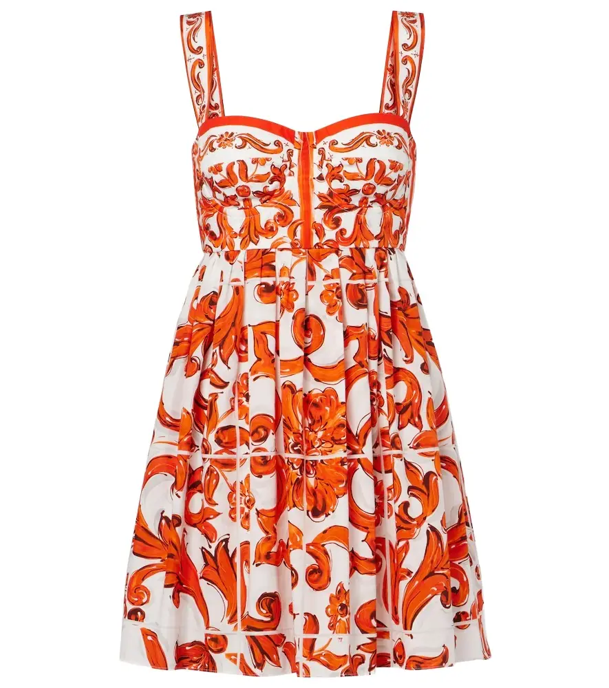 Dolce & Gabbana Majolica cotton poplin minidress