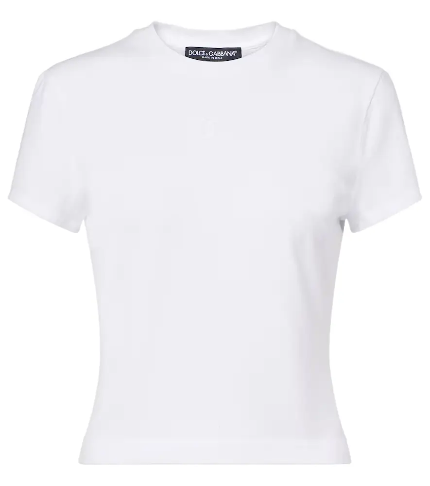 Dolce & Gabbana Embroidered cotton-blend jersey T-shirt