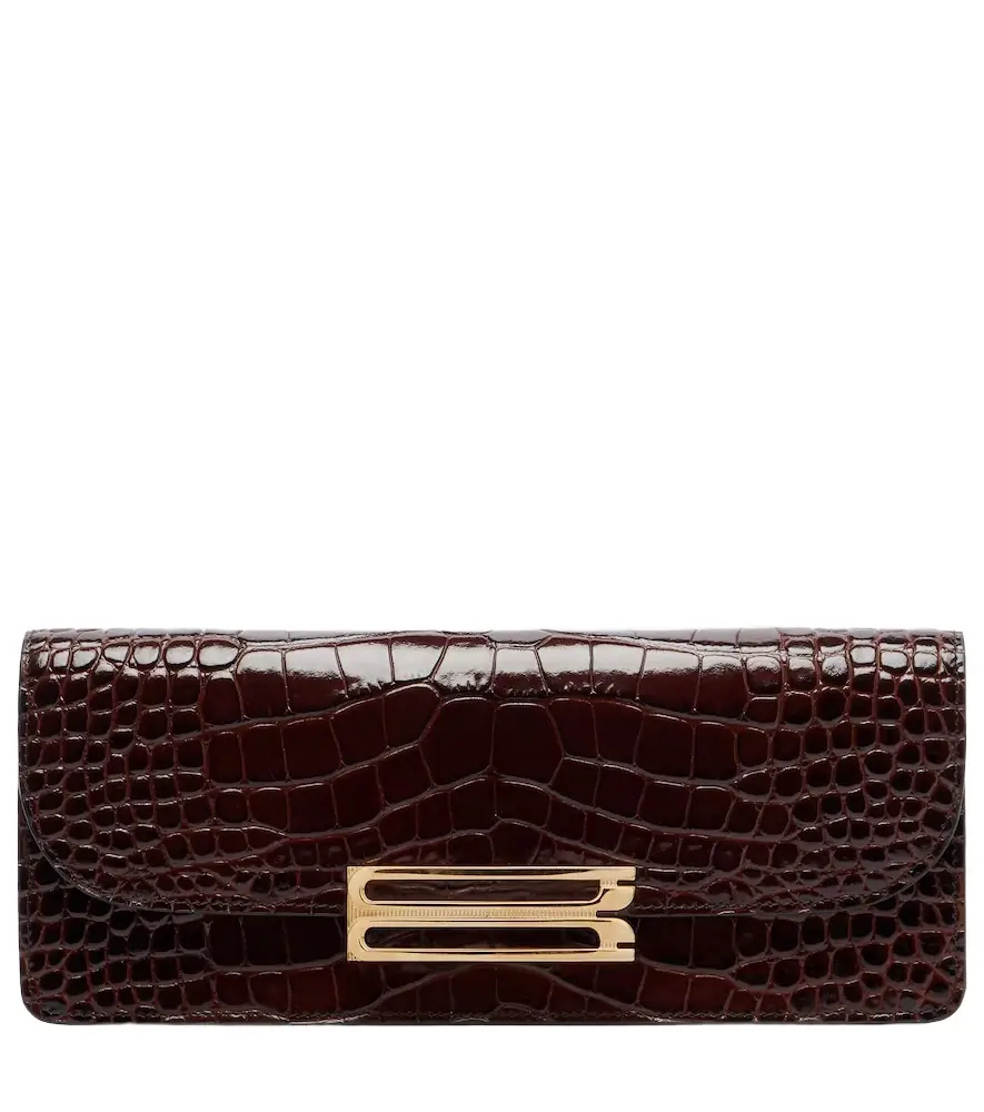 Victoria Beckham Dorian East-West croc-effect leather clutch