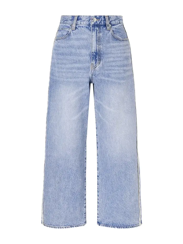 Frame Crochet Bow Crop High-rise Wide-leg Jeans