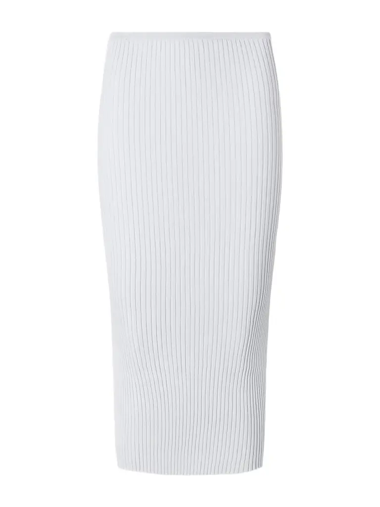 LESET Blake Metallic Ribbed-knit Midi Skirt