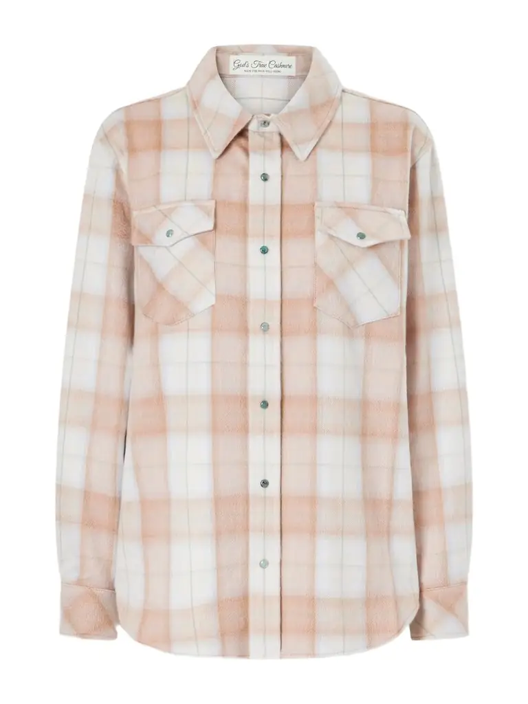 God’s True Cashmere Champagne Tartan Cashmere Shirt
