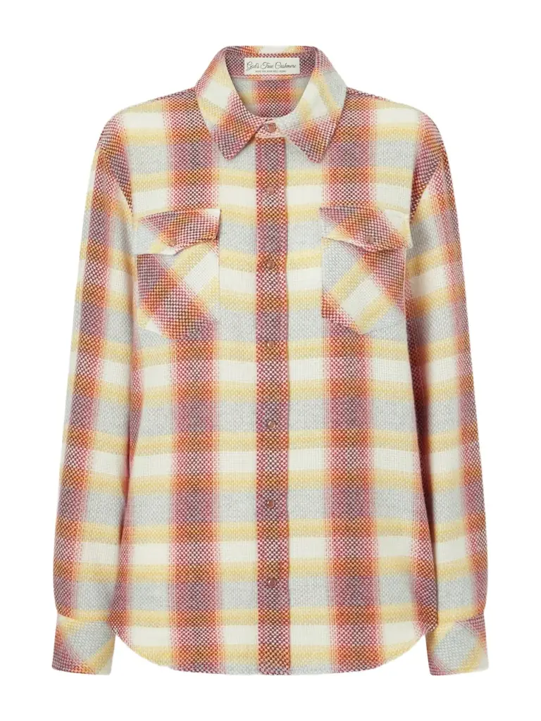 God’s True Cashmere Rose Blume Checked Cashmere Shirt