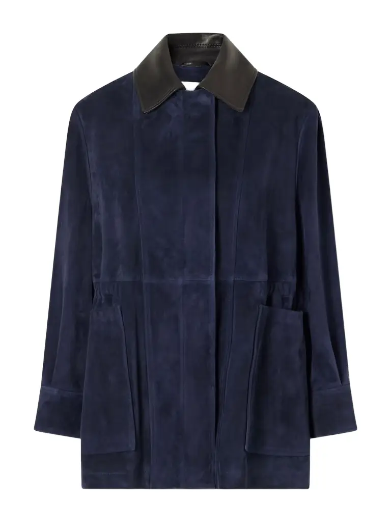 Nour Hammour Grange Gathered Leather-trimmed Suede Jacket