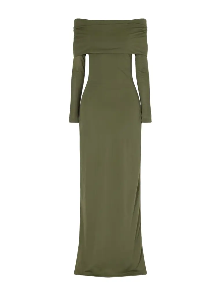 Balenciaga Off-shoulder Cotton-blend Maxi Dress