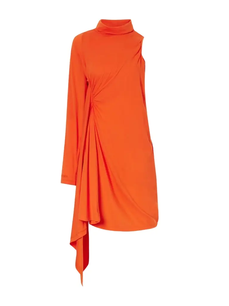 Balenciaga Draped One-sleeve Cotton-jersey Mini Dress