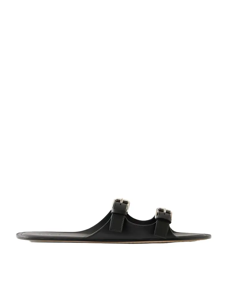CHRISTEN Buckled Leather Flat Sandals