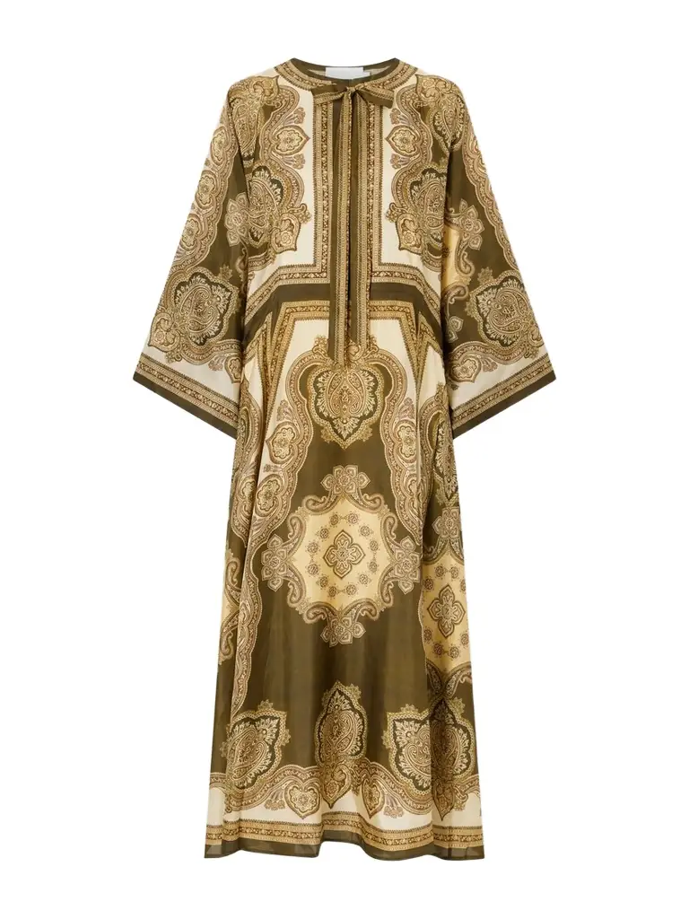 Zimmermann Mahon Printed Silk-satin Midi Dress