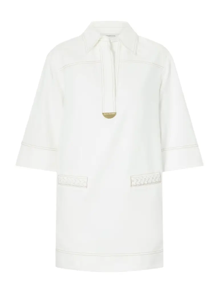 Zimmermann Roselight Paneled Denim Mini Dress