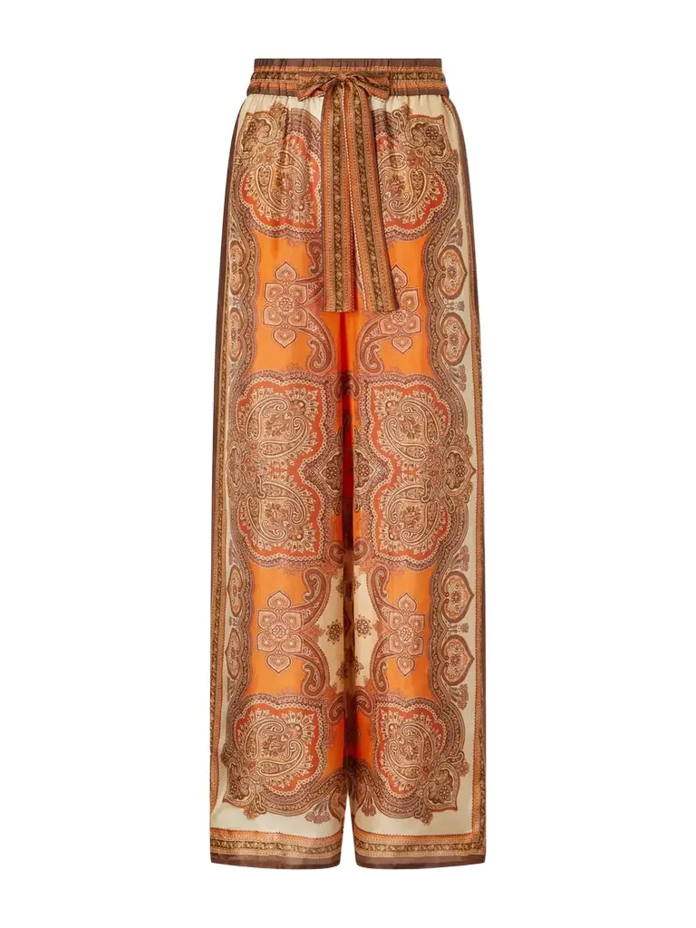 Zimmermann Mahon Printed Silk-satin Wide-leg Pants