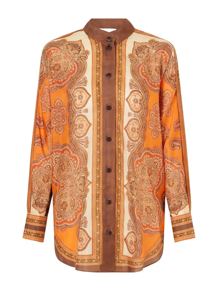 Zimmermann Mahon Dolman Printed Silk-satin Shirt