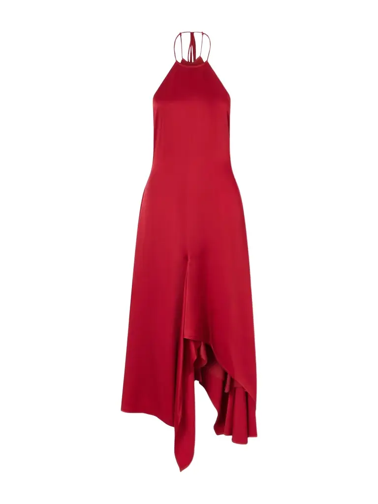 Victoria Beckham Satin Halterneck Midi Dress