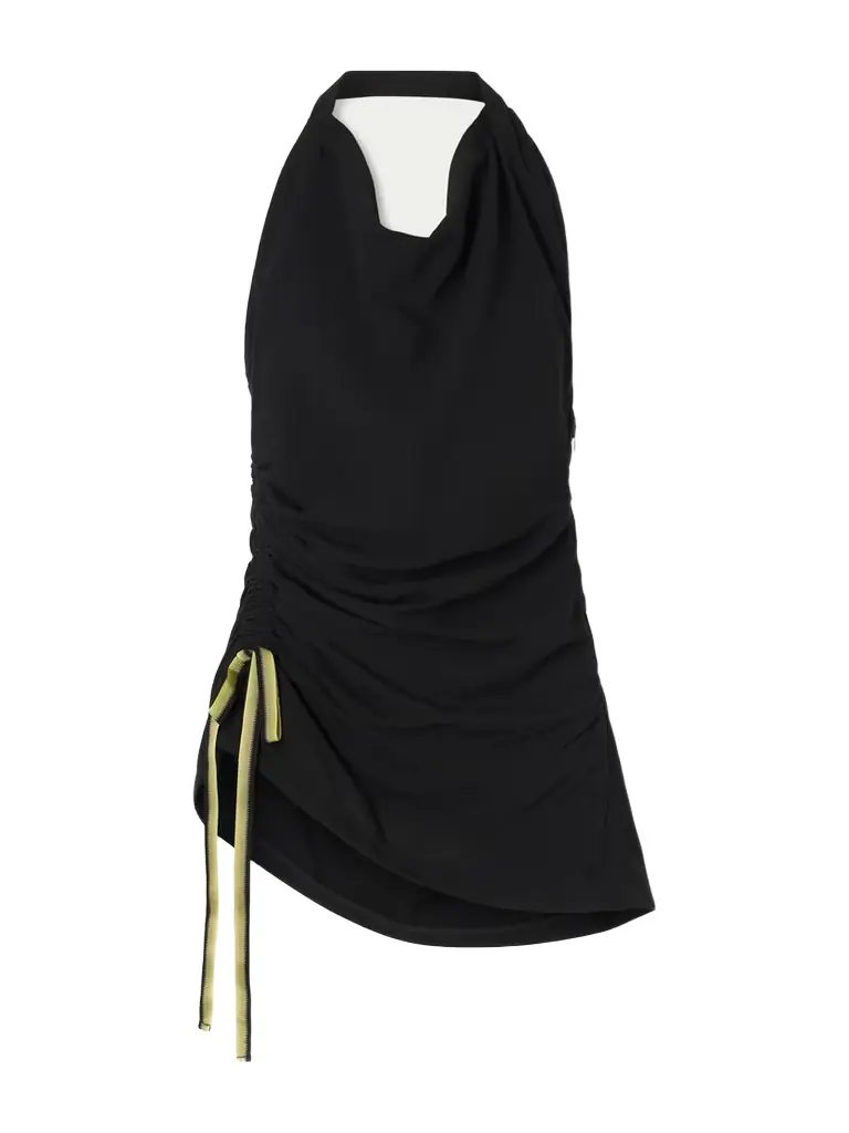 Proenza Schouler Melia Ruched Crepe Halterneck Top