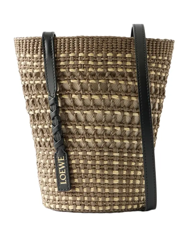 Loewe + Paula's Ibiza Braid Leather-trimmed Raffia Shoulder Bag
