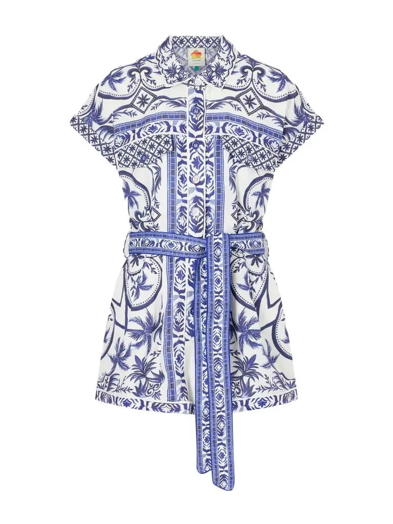 Farm Rio Wonderful City Printed Linen Jumpsuit