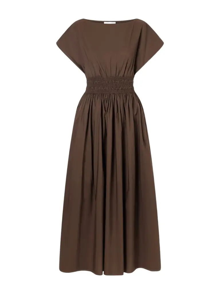 Matteau Shirred Organic Cotton-poplin Maxi Dress