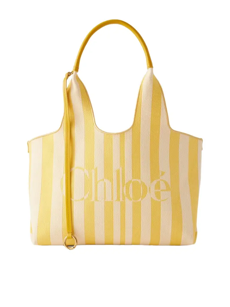 Chloé Striped Leather-trimmed Shoulder Bag
