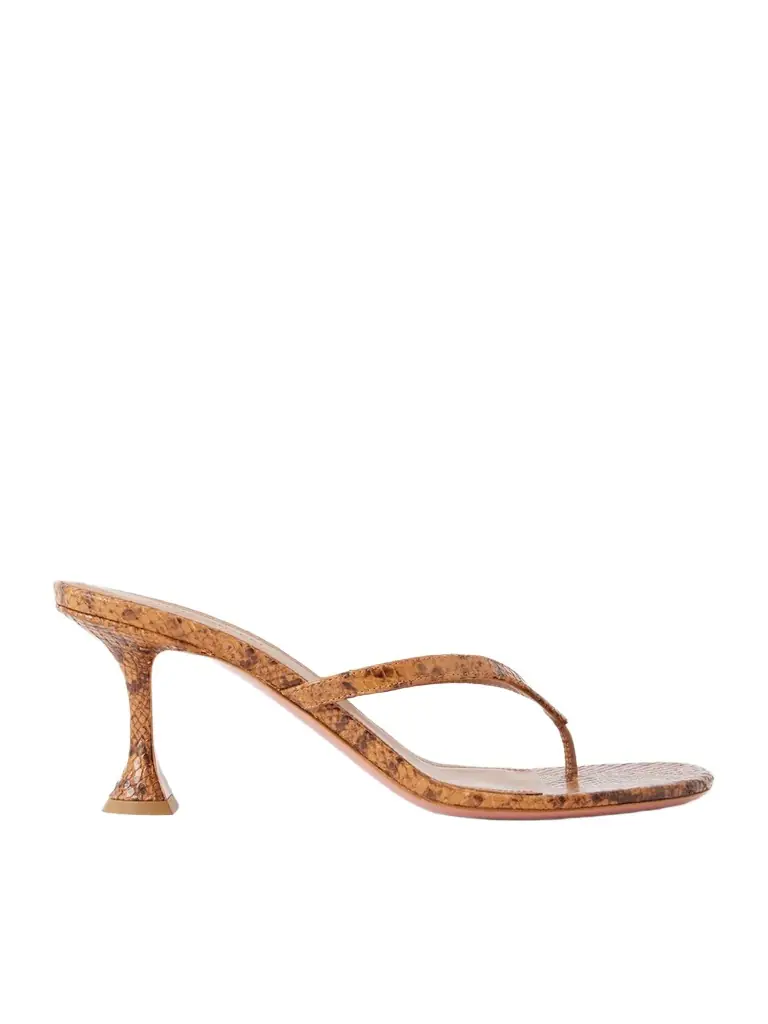 Amina Muaddi Juliette 70 Snake-effect Leather Thong Sandals
