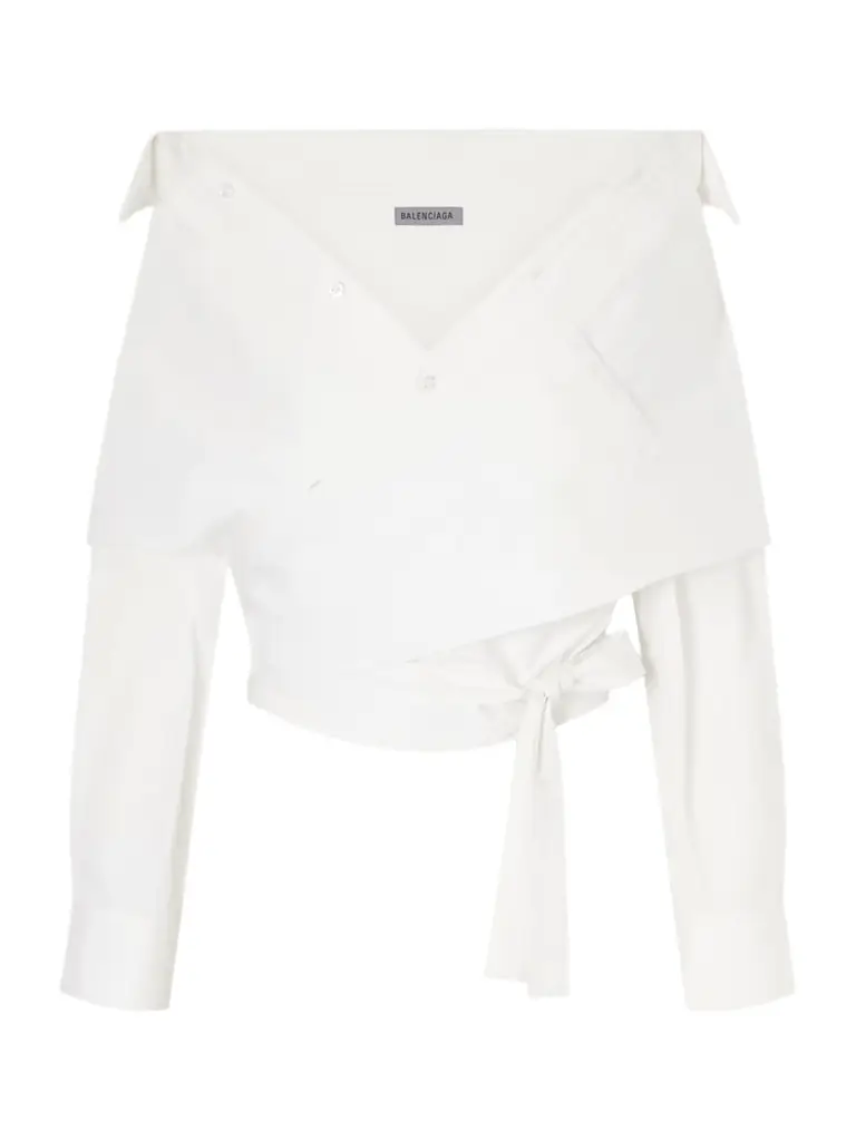 Balenciaga Off-the-shoulder Cotton Poplin Blouse