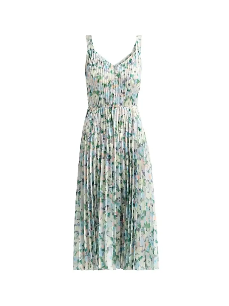 vince orchid vine pleated dress Vince Orchid Vine Pleated Midi-Dress