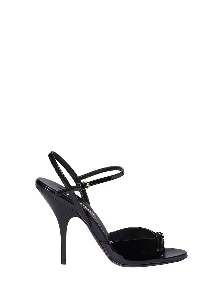 Miu Miu Women's Patent Leather Sandals with Buckles - Black