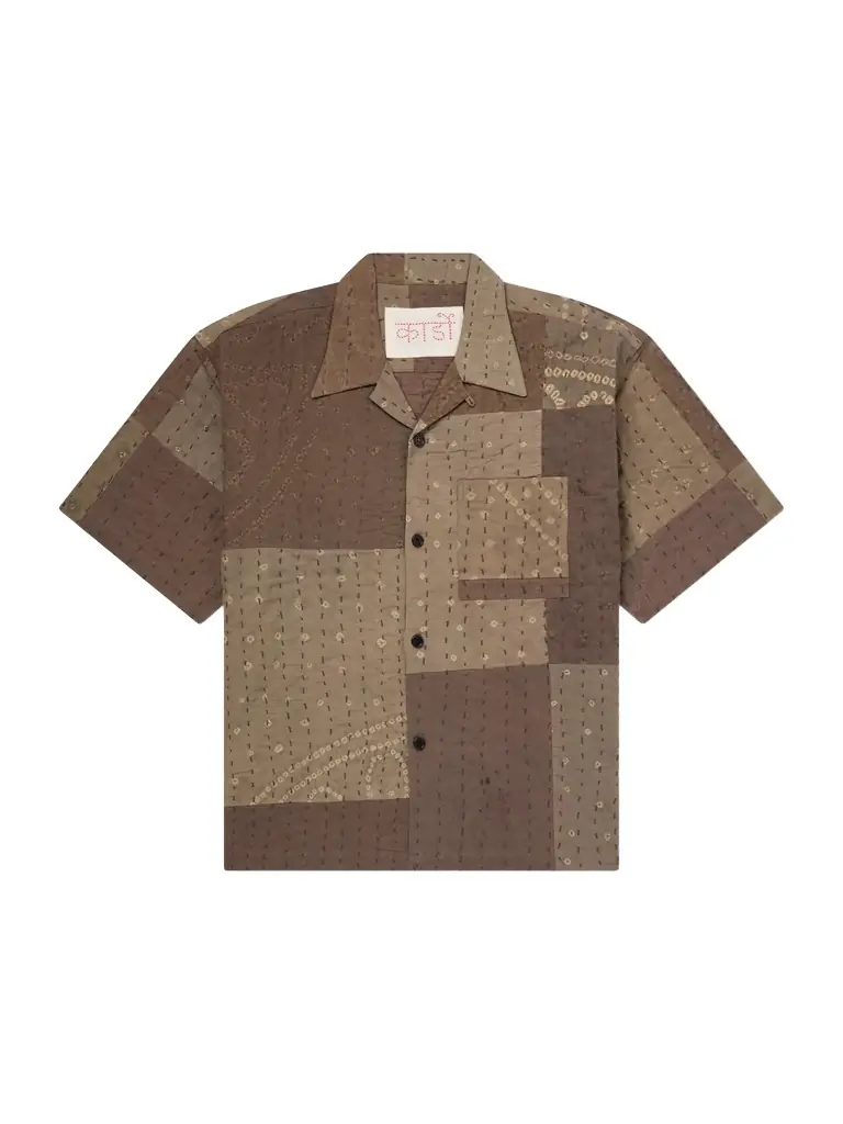 Kardo Rohit Bandhani Convertible-Collar Patchwork Embroidered Cotton Shirt - Men