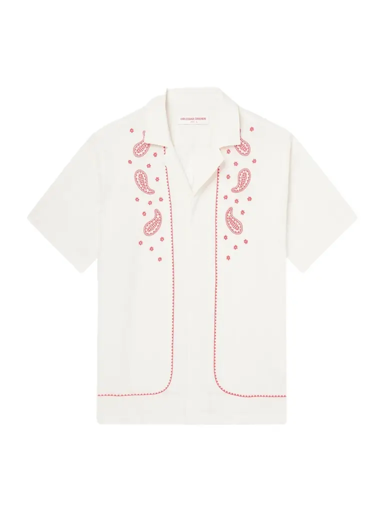 Orlebar Brown Maitan Camp-Collar Embroidered Cotton Shirt - Men