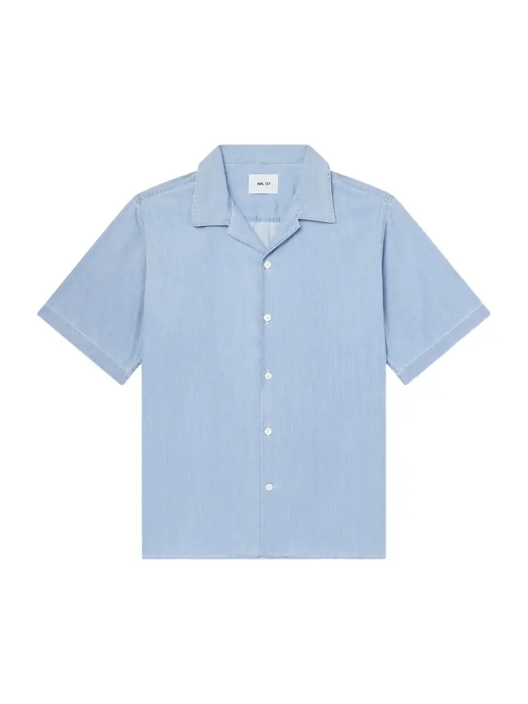 NN07 Julio SS 5765 Camp-Collar Cotton Chambray Shirt - Men