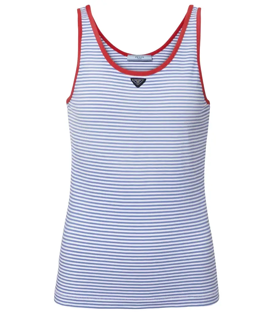 Prada Striped cotton jersey tank top