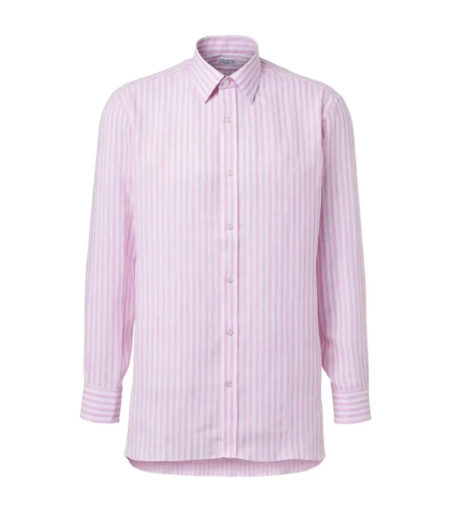 charvet dress shirt Charvet Men's Striped Cotton Chambray Dress Shirt - Red