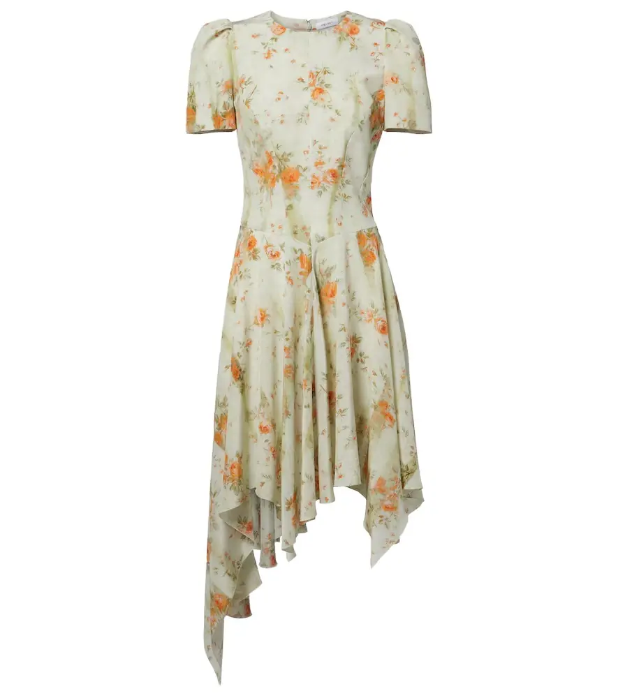 McQueen Floral asymmetric midi dress