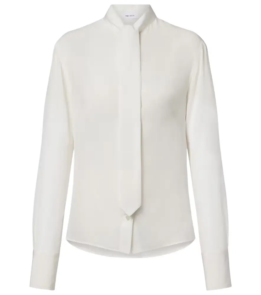 McQueen Tie-neck crêpe de chine blouse