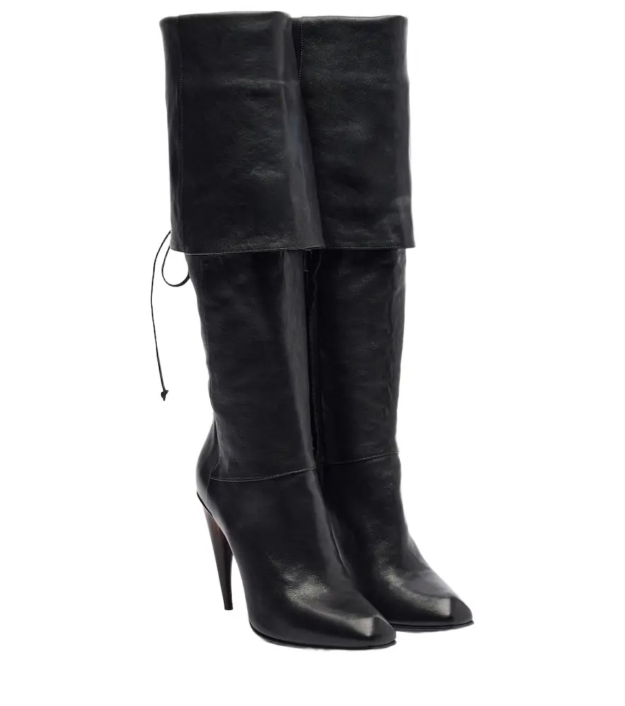 McQueen Horn Heel leather knee-high boots