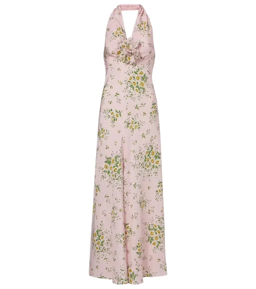 Rodarte Floral-appliqué floral silk crêpe gown