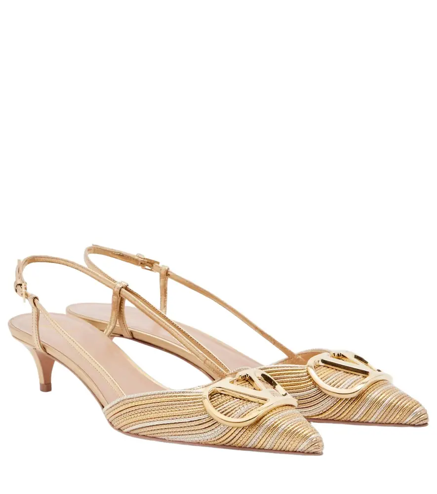 Valentino Garavani VLogo Signature leather slingback pumps