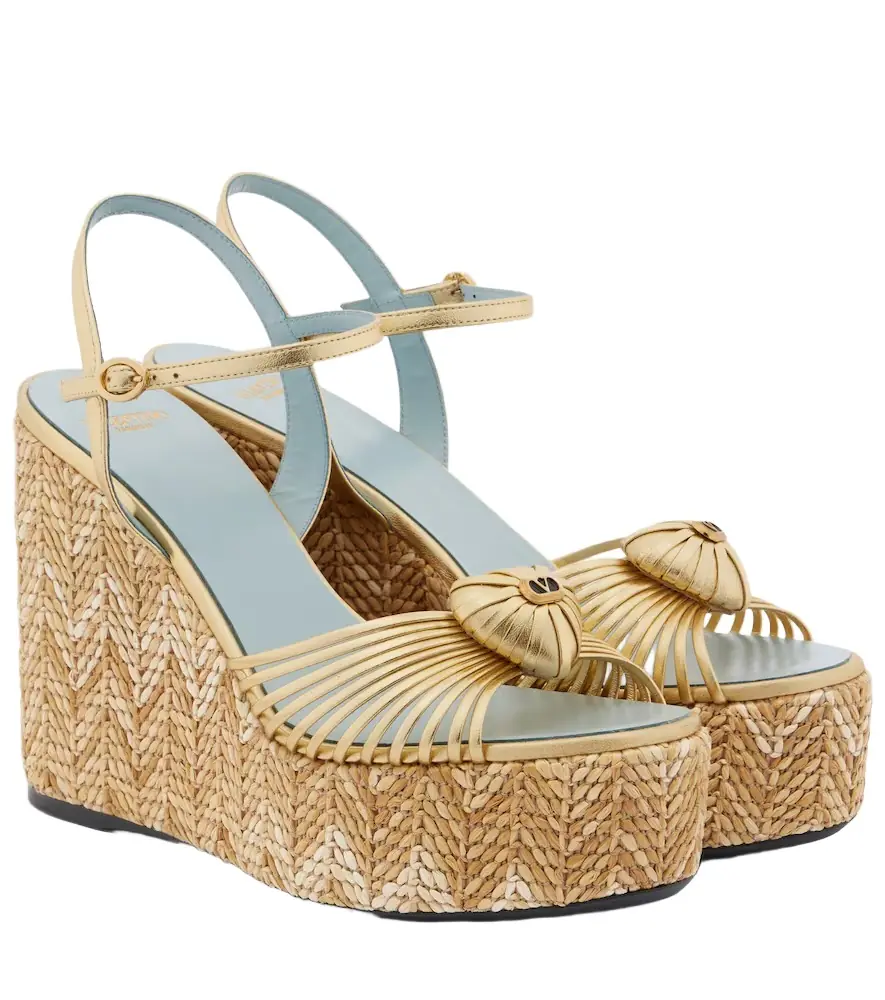 Valentino Garavani Caur Royal leather espadrille wedges
