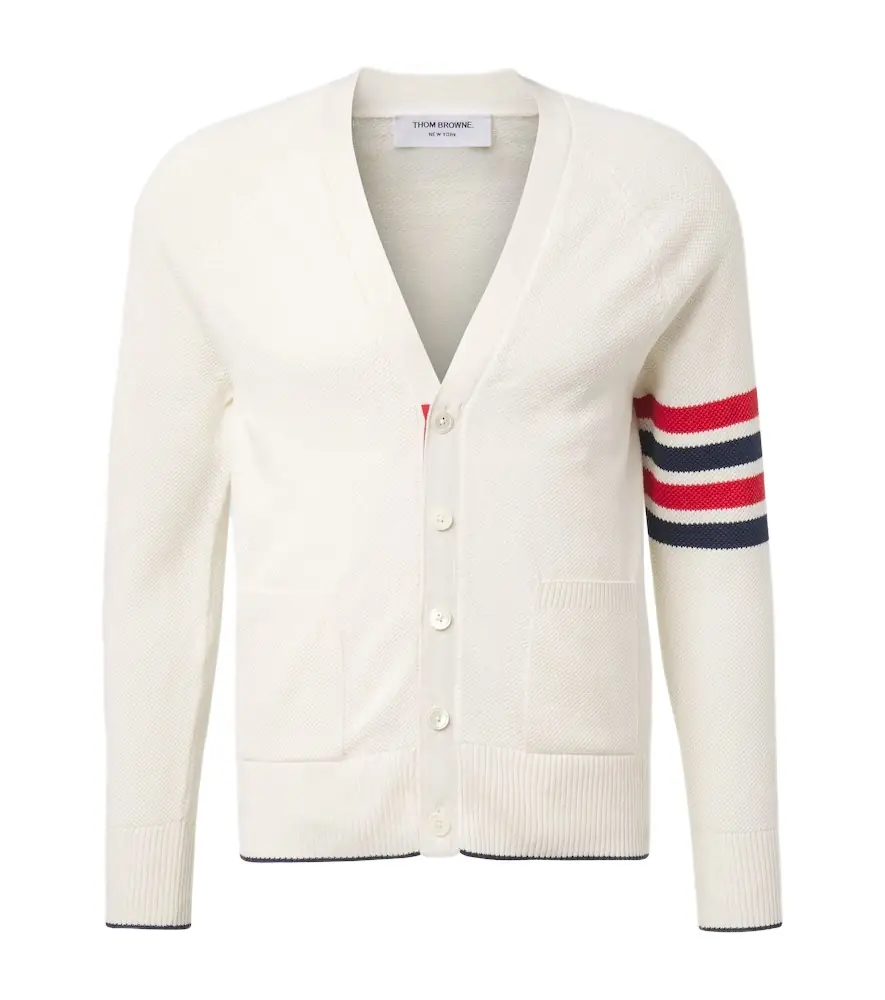 Thom Browne 4-Bar linen and cotton cardigan
