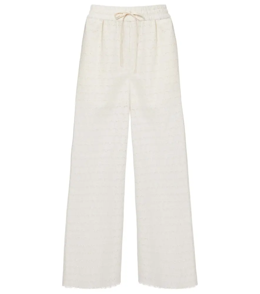 Valentino Broderie anglaise cotton wide-leg pants