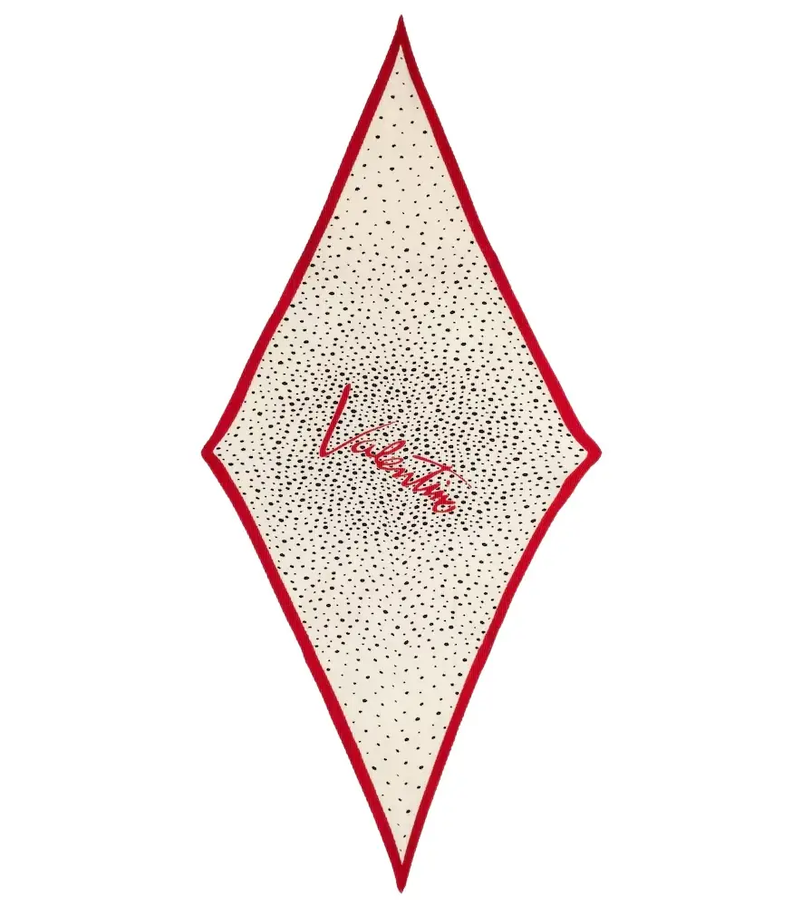 Valentino Pleated polka-dot silk twill scarf