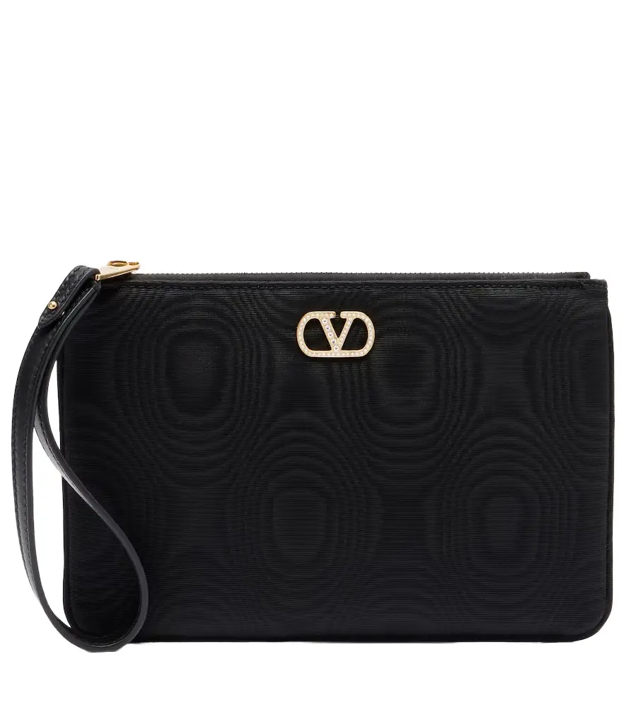 Valentino Garavani VLogo Swarovski-embellished moiré pouch