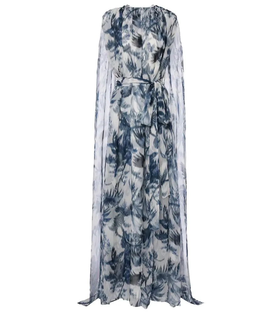 Oscar de la Renta Caped silk gown