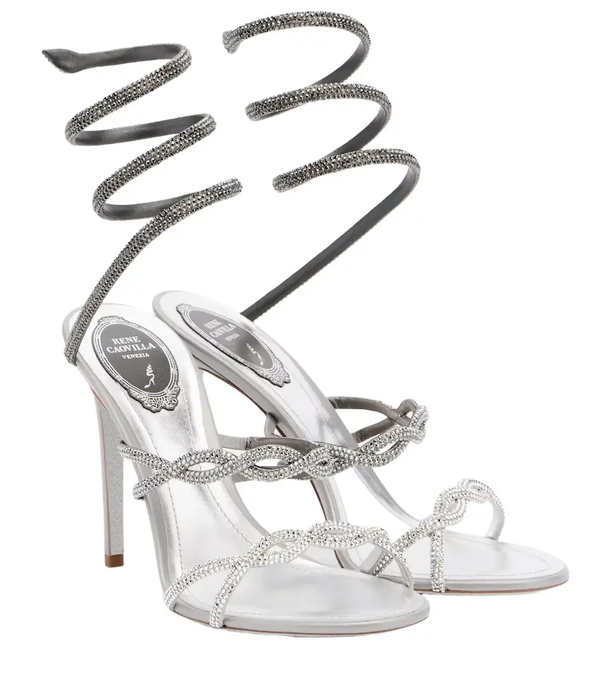 Rene Caovilla Cleo embellished satin sandals