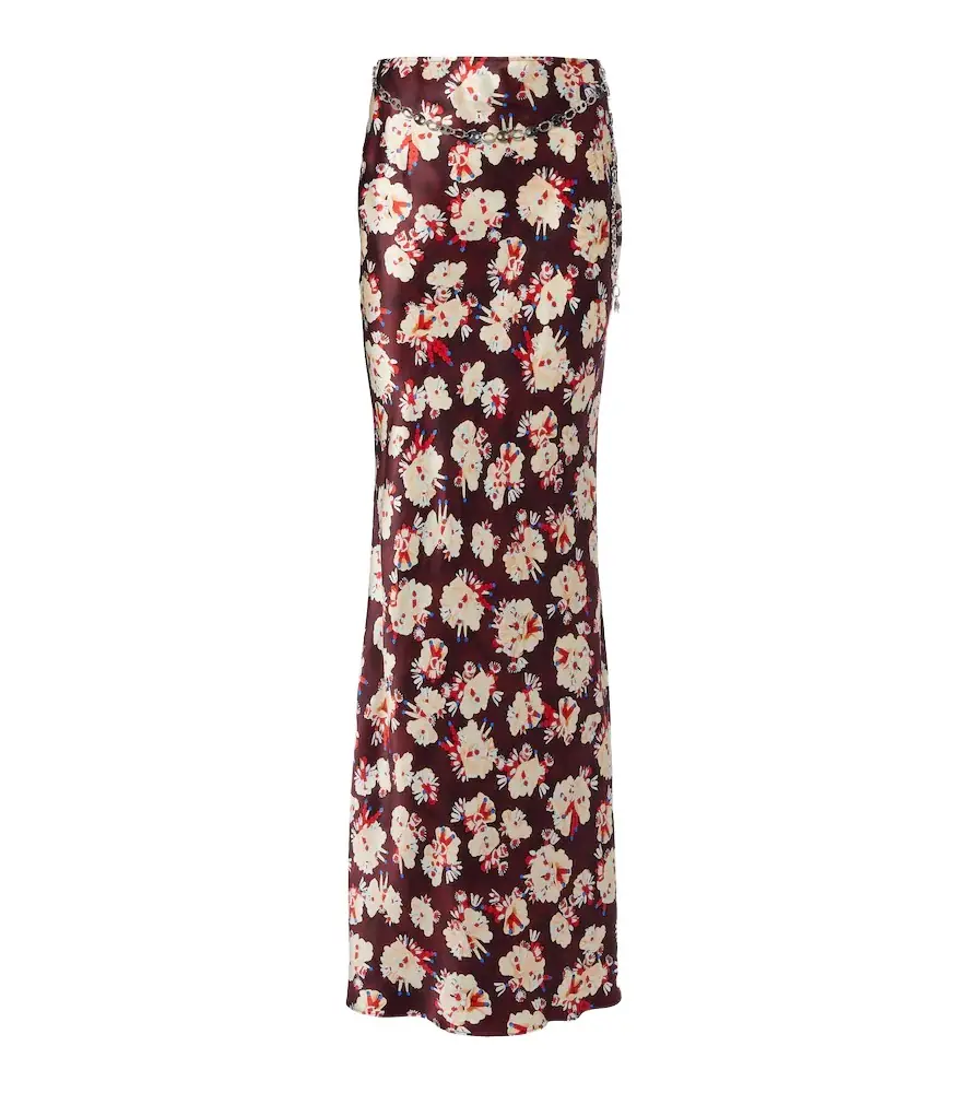 Rabanne Chain-detail floral silk maxi skirt