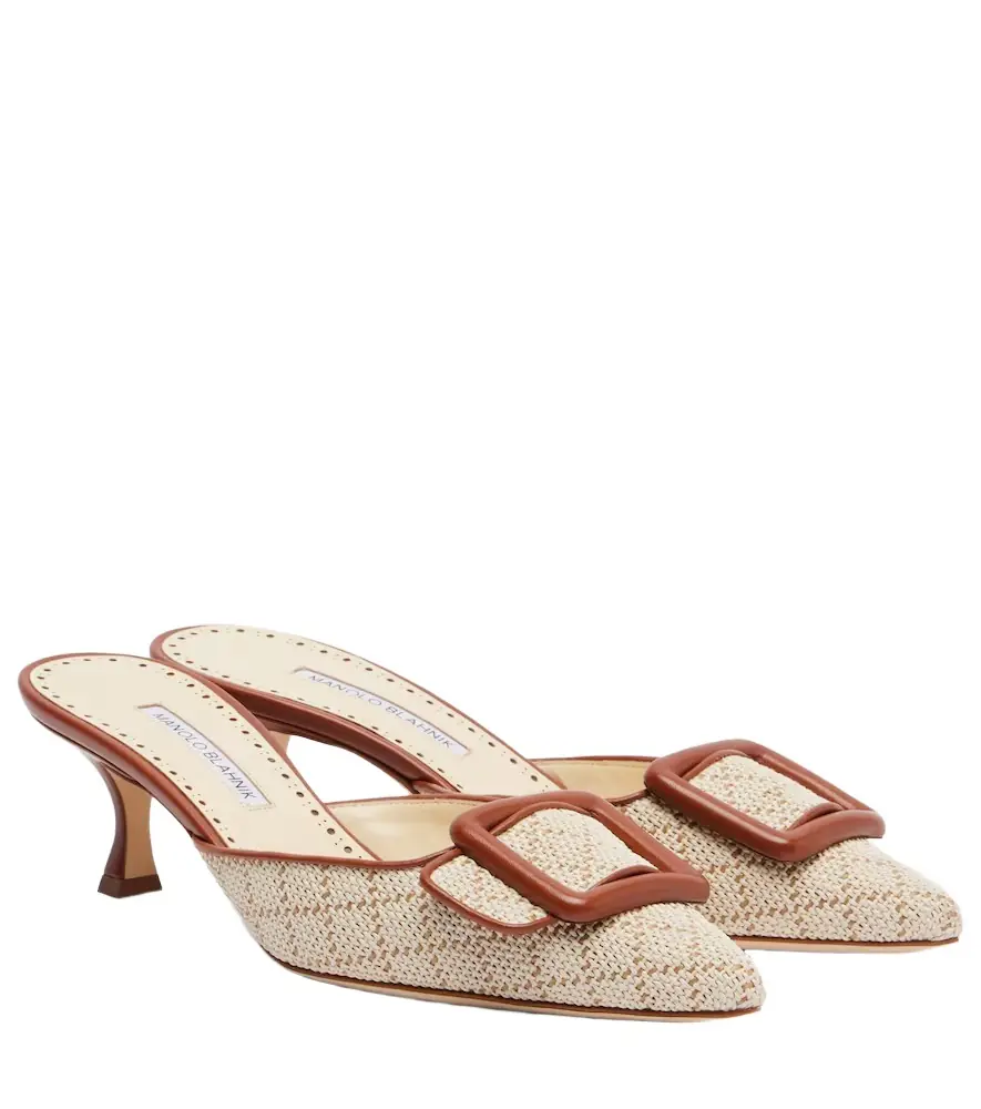 Manolo Blahnik Maysale leather-trimmed mules